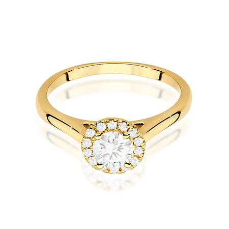 Yellow Gold engagement ring with Round 0.50 ct Central and 0.12 ct Sideline Lab-grown Diamonds by GREMARI, 14K (585) gold