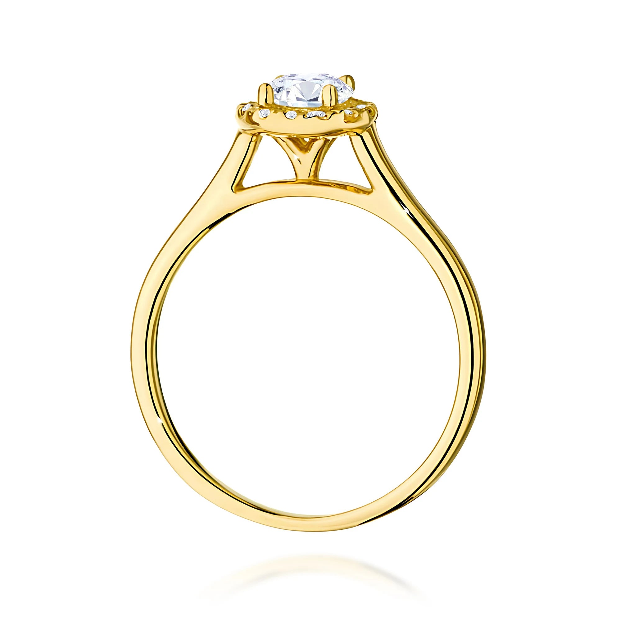 GREMARI 14K (585) Yellow Gold engagement ring with Round 0.50 ct Central and 0.12 ct Sideline Lab-grown Diamonds