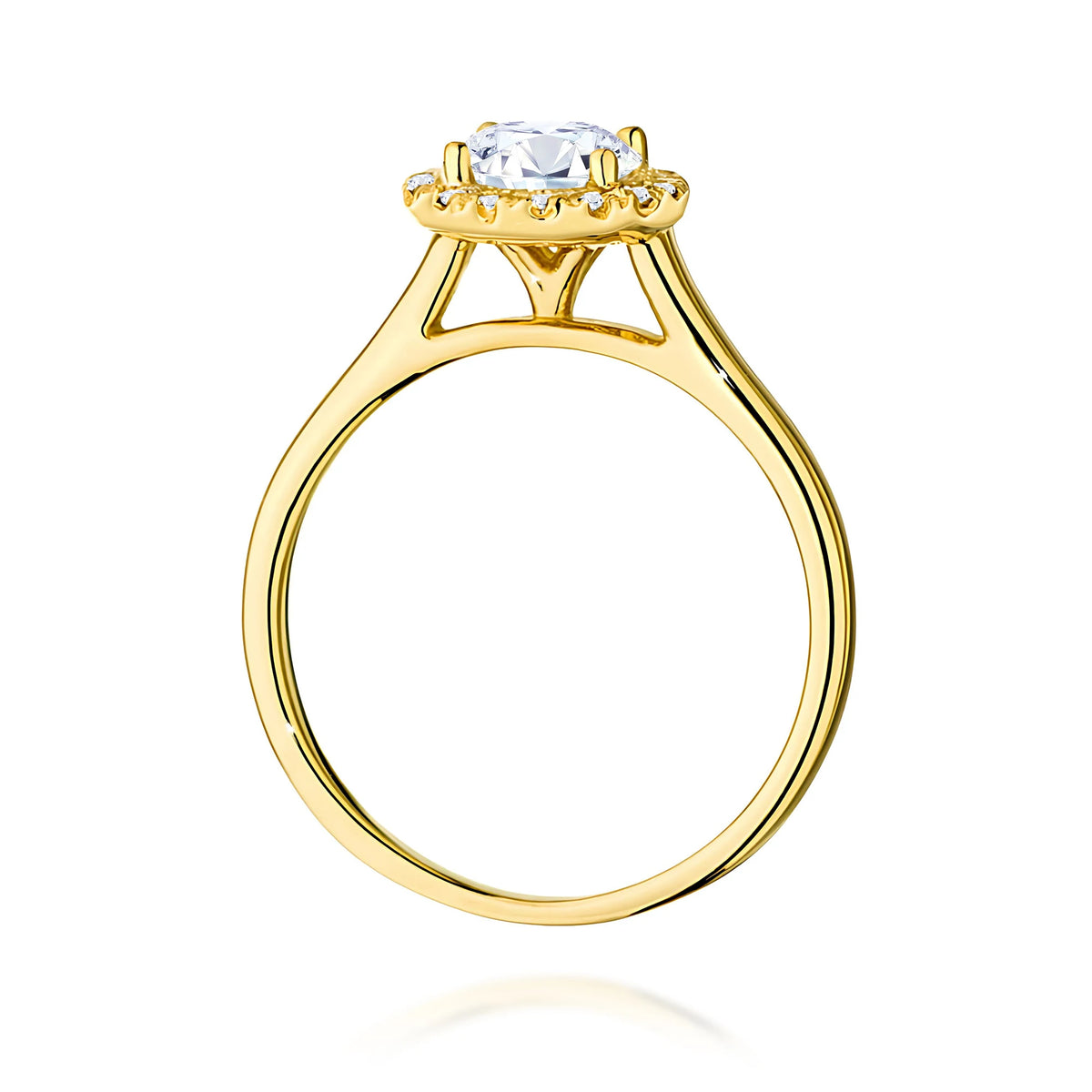 GREMARI 14K (585) Yellow Gold engagement ring with Round 0.70 ct Central and 0.138 ct Sideline Lab-grown Diamonds