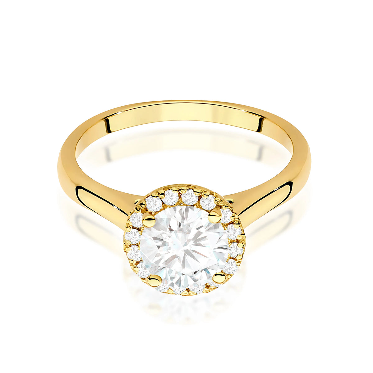 Yellow Gold engagement ring with Round 1.00 ct Central and 0.138 ct Sideline Lab-grown Diamonds by GREMARI, 14K (585) gold