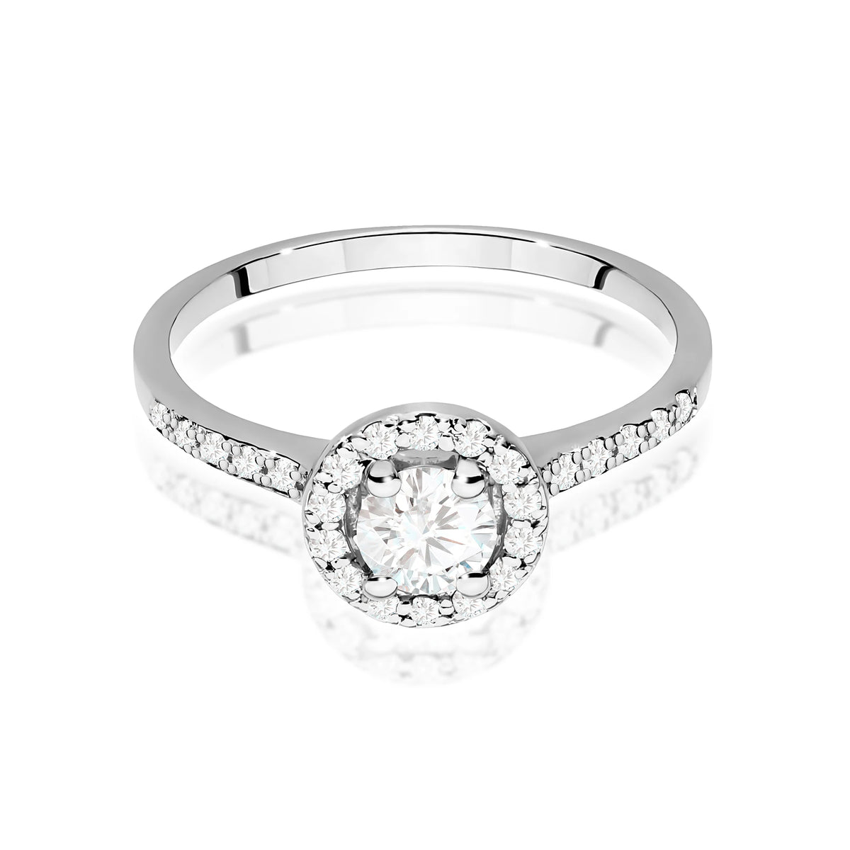 White Gold engagement ring with Round 0.40 ct Central and 0.241 ct Sideline Lab-grown Diamonds by GREMARI, 14K (585) gold