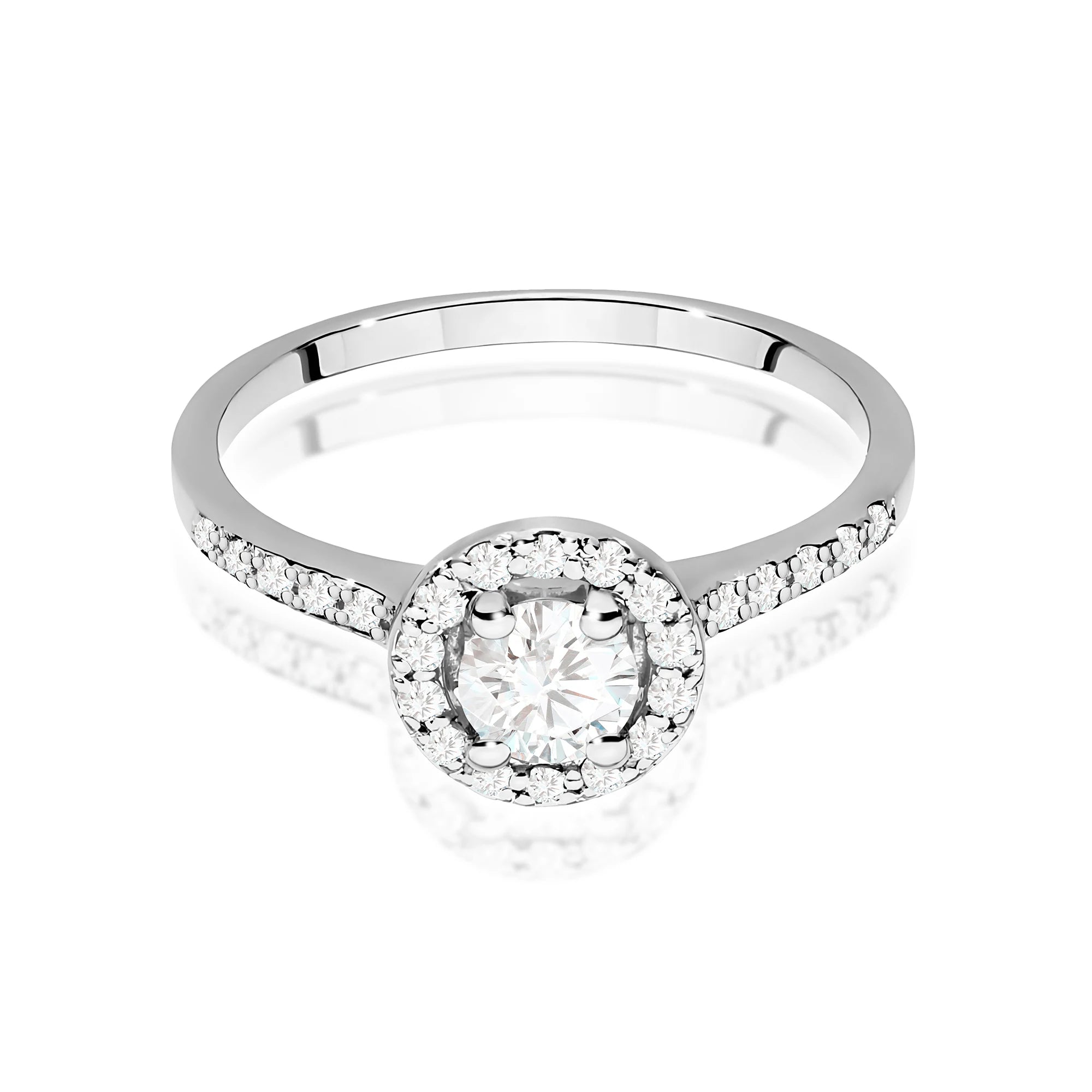 White Gold engagement ring with Round 0.40 ct Central and 0.241 ct Sideline Lab-grown Diamonds by GREMARI, 14K (585) gold