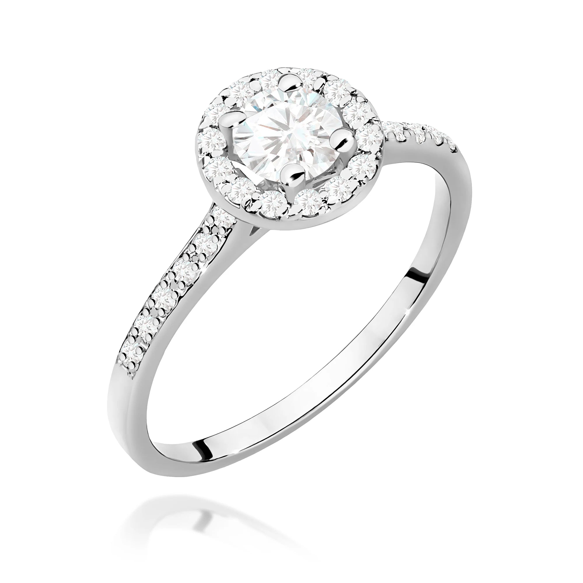 GREMARI White Gold engagement ring with Round 0.50 ct Central and 0.241 ct Sideline Lab-grown Diamonds