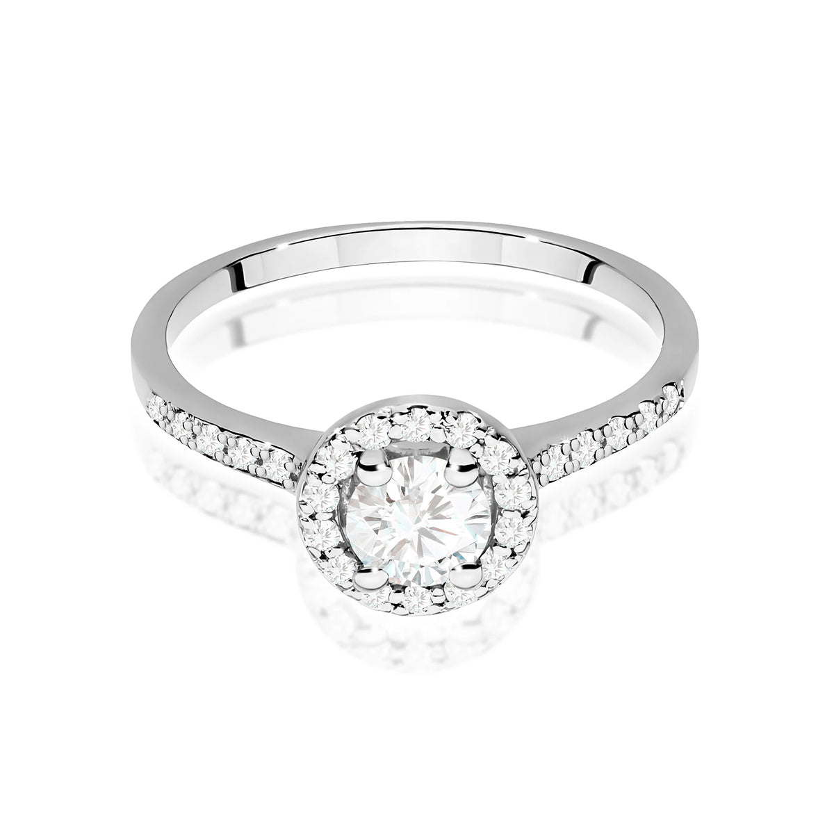 White Gold engagement ring with Round 0.50 ct Central and 0.241 ct Sideline Lab-grown Diamonds by GREMARI, 14K (585) gold