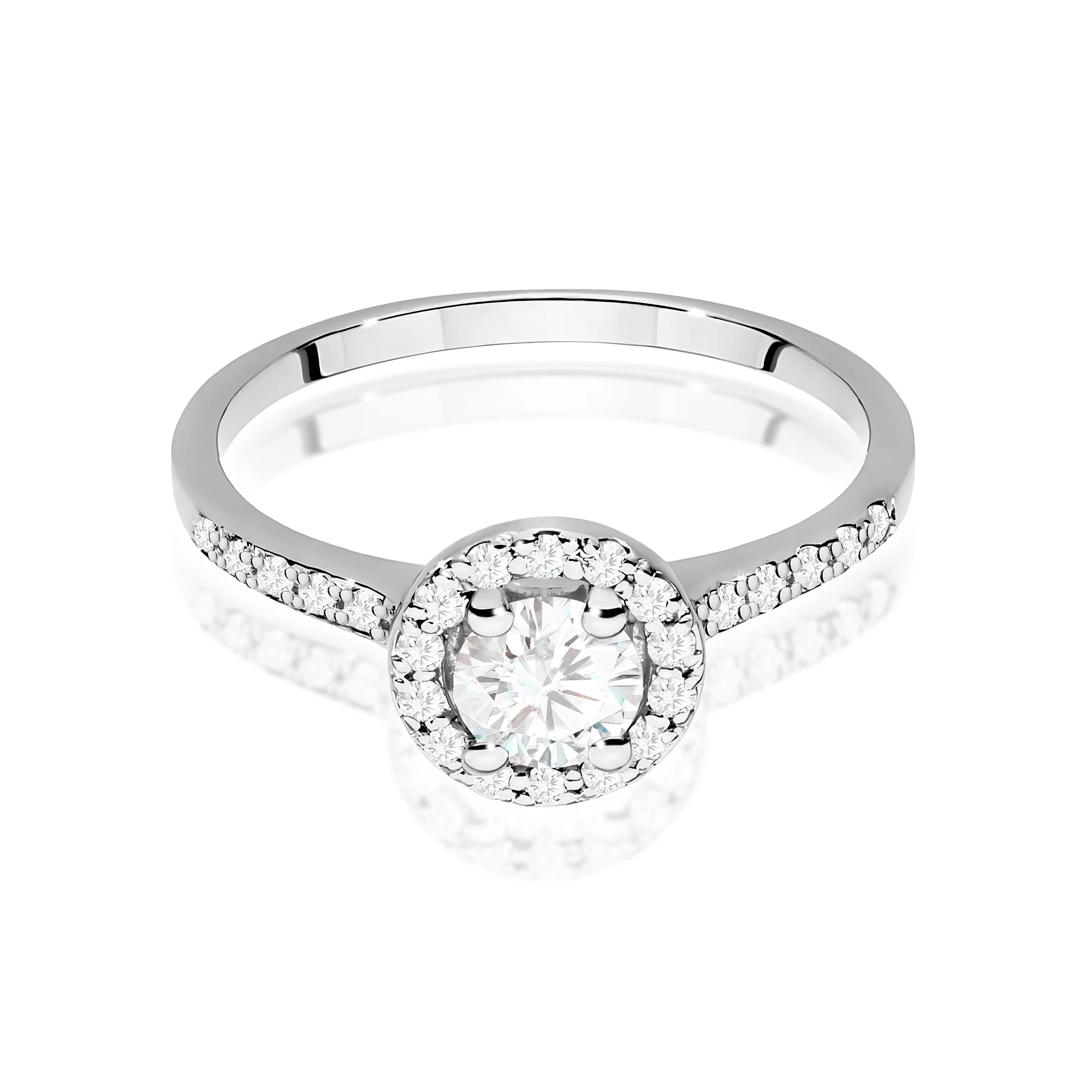 White Gold engagement ring with Round 0.50 ct Central and 0.241 ct Sideline Lab-grown Diamonds by GREMARI, 14K (585) gold