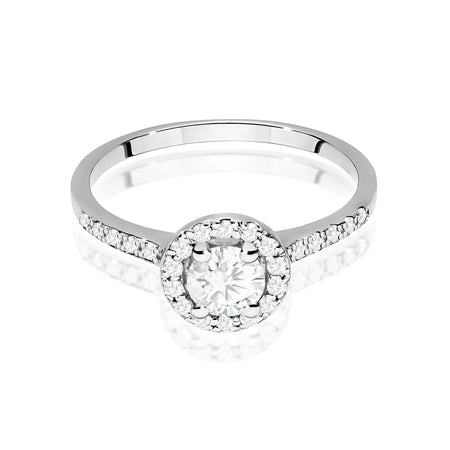 White Gold engagement ring with Round 0.50 ct Central and 0.241 ct Sideline Lab-grown Diamonds by GREMARI, 14K (585) gold