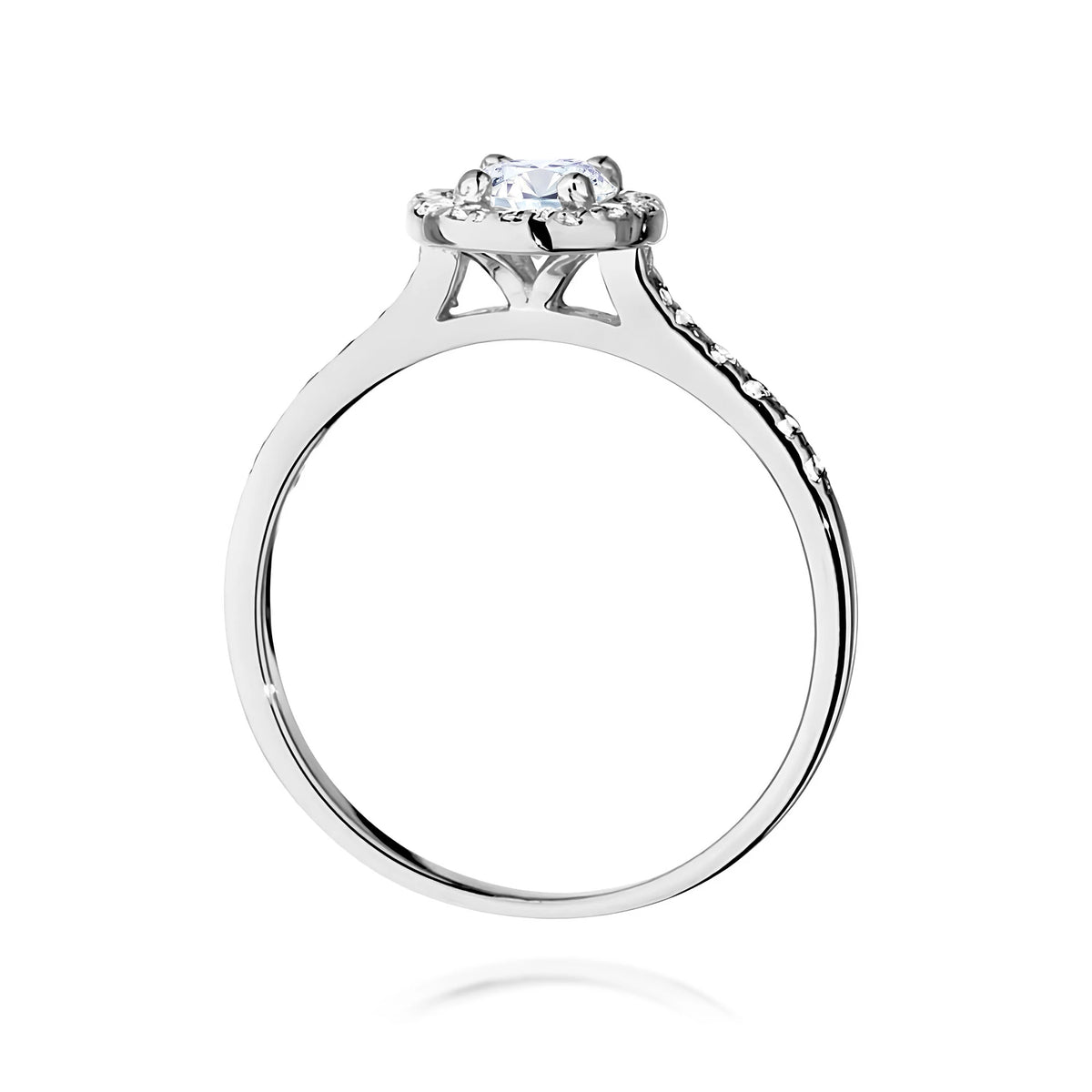 GREMARI 14K (585) White Gold engagement ring with Round 0.50 ct Central and 0.241 ct Sideline Lab-grown Diamonds