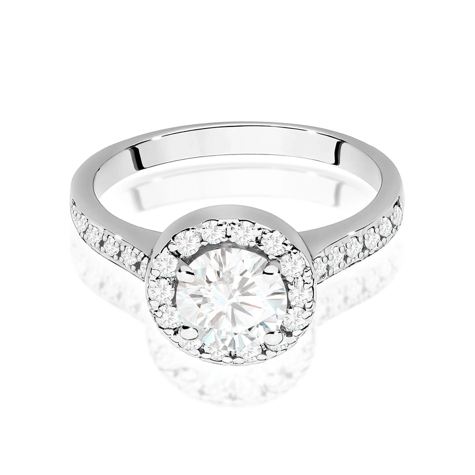 White Gold engagement ring with Round 0.70 ct Central and 0.377 ct Sideline Lab-grown Diamonds by GREMARI, 14K (585) gold