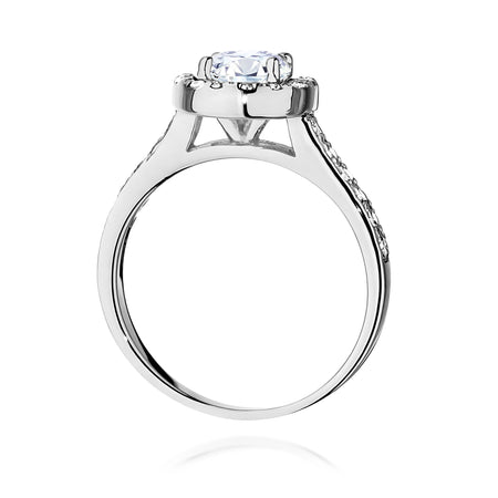 GREMARI 14K (585) White Gold engagement ring with Round 0.70 ct Central and 0.377 ct Sideline Lab-grown Diamonds