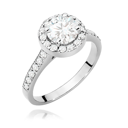 GREMARI White Gold engagement ring with Round 1.00 ct Central and 0.377 ct Sideline Lab-grown Diamonds