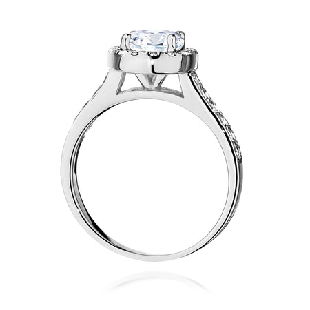 GREMARI 14K (585) White Gold engagement ring with Round 1.00 ct Central and 0.377 ct Sideline Lab-grown Diamonds