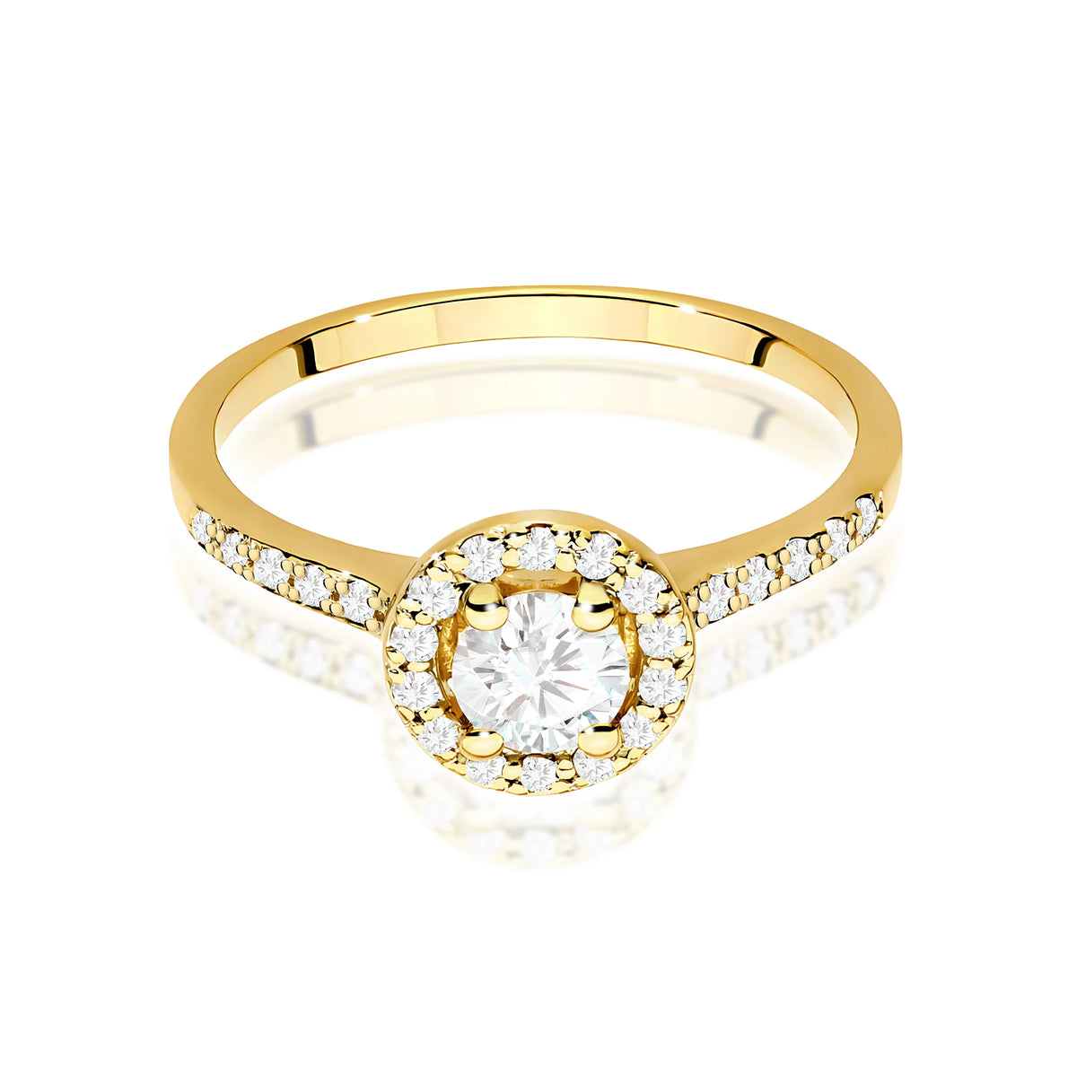 Yellow Gold engagement ring with Round 0.40 ct Central and 0.241 ct Sideline Lab-grown Diamonds by GREMARI, 14K (585) gold