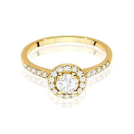 Yellow Gold engagement ring with Round 0.40 ct Central and 0.241 ct Sideline Lab-grown Diamonds by GREMARI, 14K (585) gold