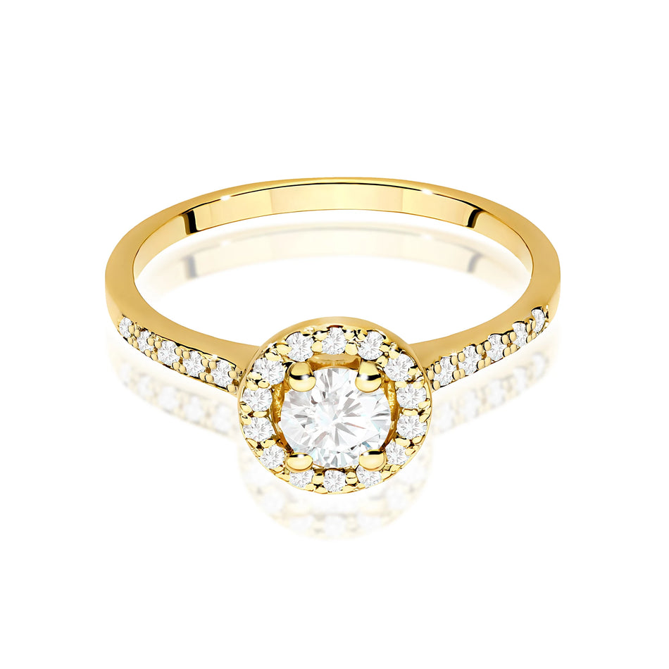 Yellow Gold engagement ring with Round 0.40 ct Central and 0.241 ct Sideline Lab-grown Diamonds by GREMARI, 14K (585) gold