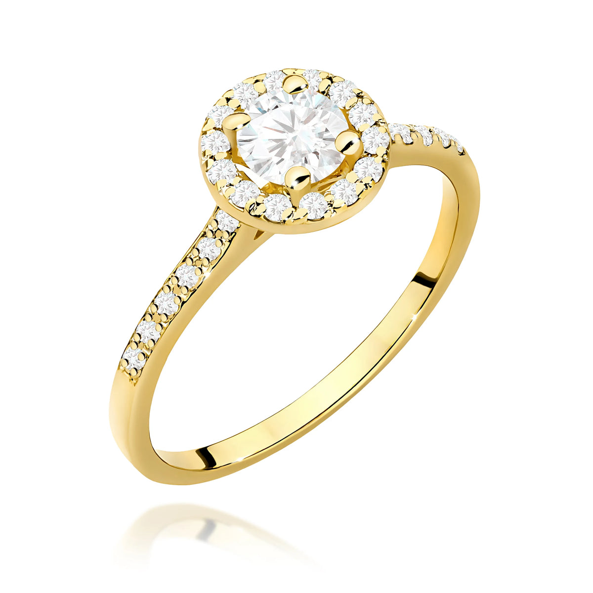 GREMARI Yellow Gold engagement ring with Round 0.50 ct Central and 0.241 ct Sideline Lab-grown Diamonds