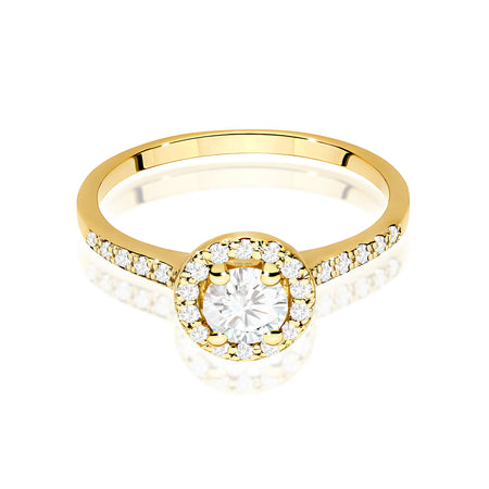 Yellow Gold engagement ring with Round 0.50 ct Central and 0.241 ct Sideline Lab-grown Diamonds by GREMARI, 14K (585) gold