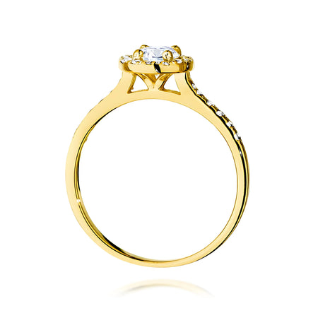 GREMARI 14K (585) Yellow Gold engagement ring with Round 0.50 ct Central and 0.241 ct Sideline Lab-grown Diamonds