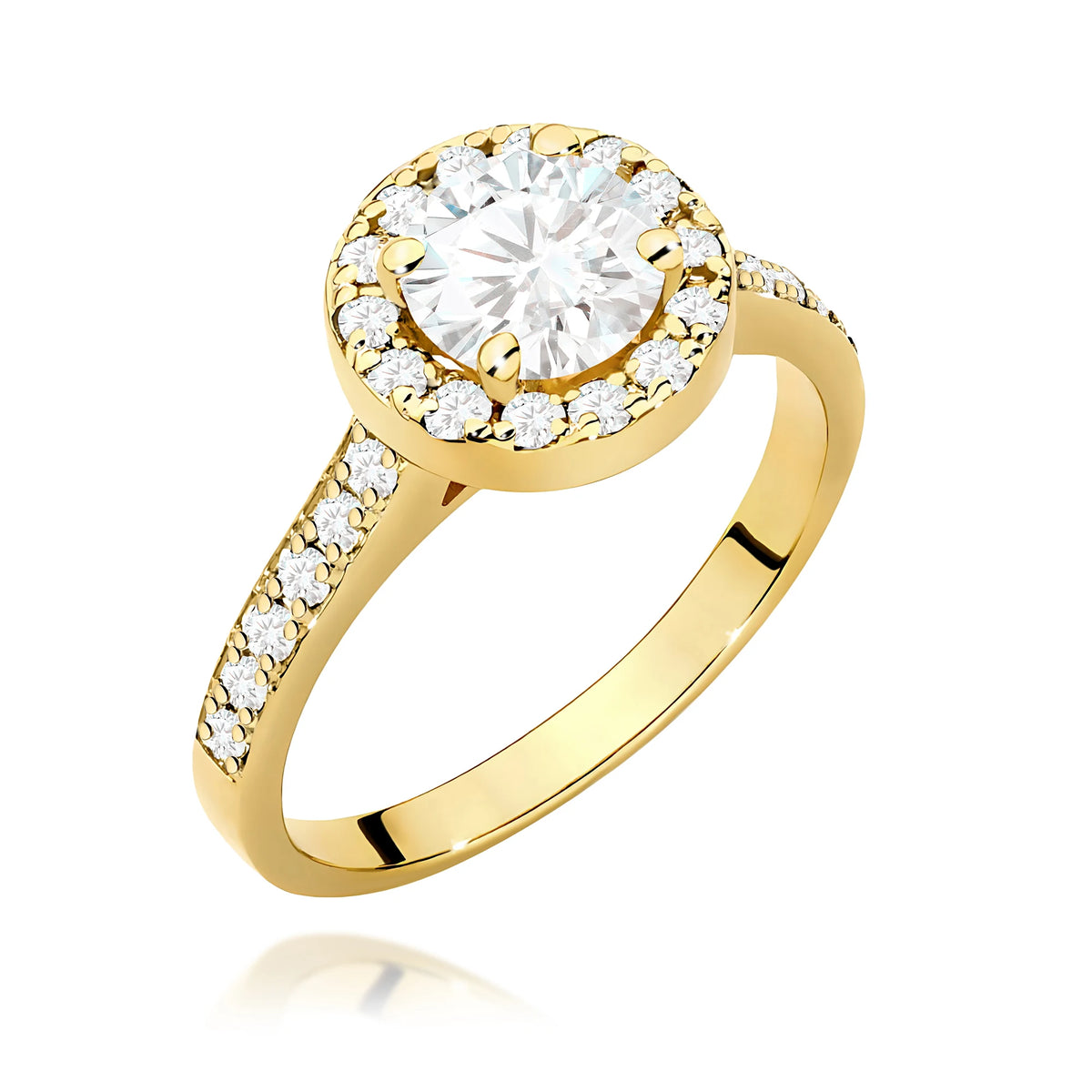 GREMARI Yellow Gold engagement ring with Round 0.70 ct Central and 0.377 ct Sideline Lab-grown Diamonds