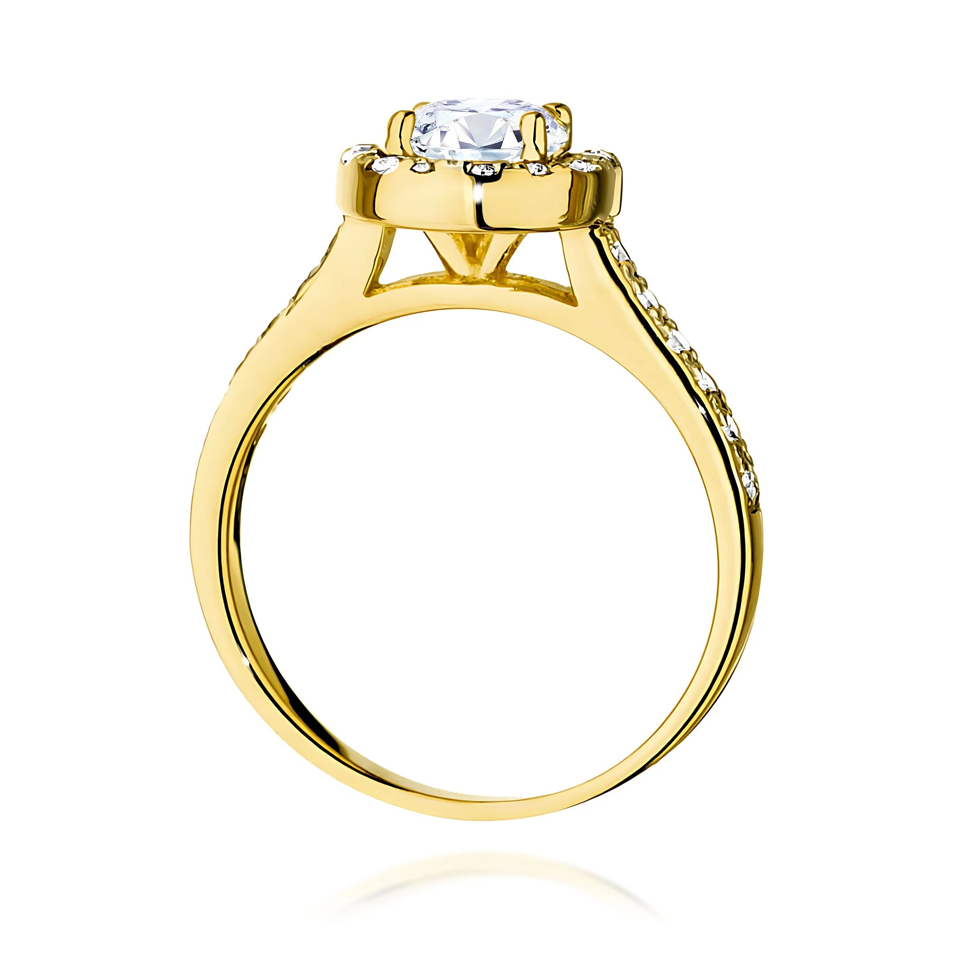 GREMARI 14K (585) Yellow Gold engagement ring with Round 0.70 ct Central and 0.377 ct Sideline Lab-grown Diamonds