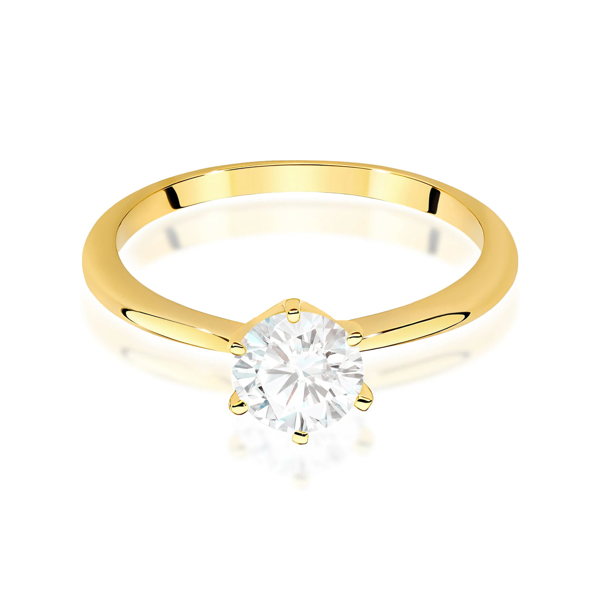 Yellow Gold engagement ring with Round 1.00 ct Lab-grown Diamond by GREMARI, 14K (585) gold