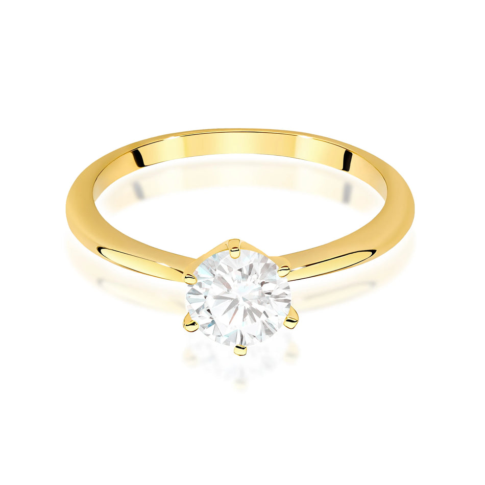 Yellow Gold engagement ring with Round 1.00 ct Lab-grown Diamond by GREMARI, 14K (585) gold