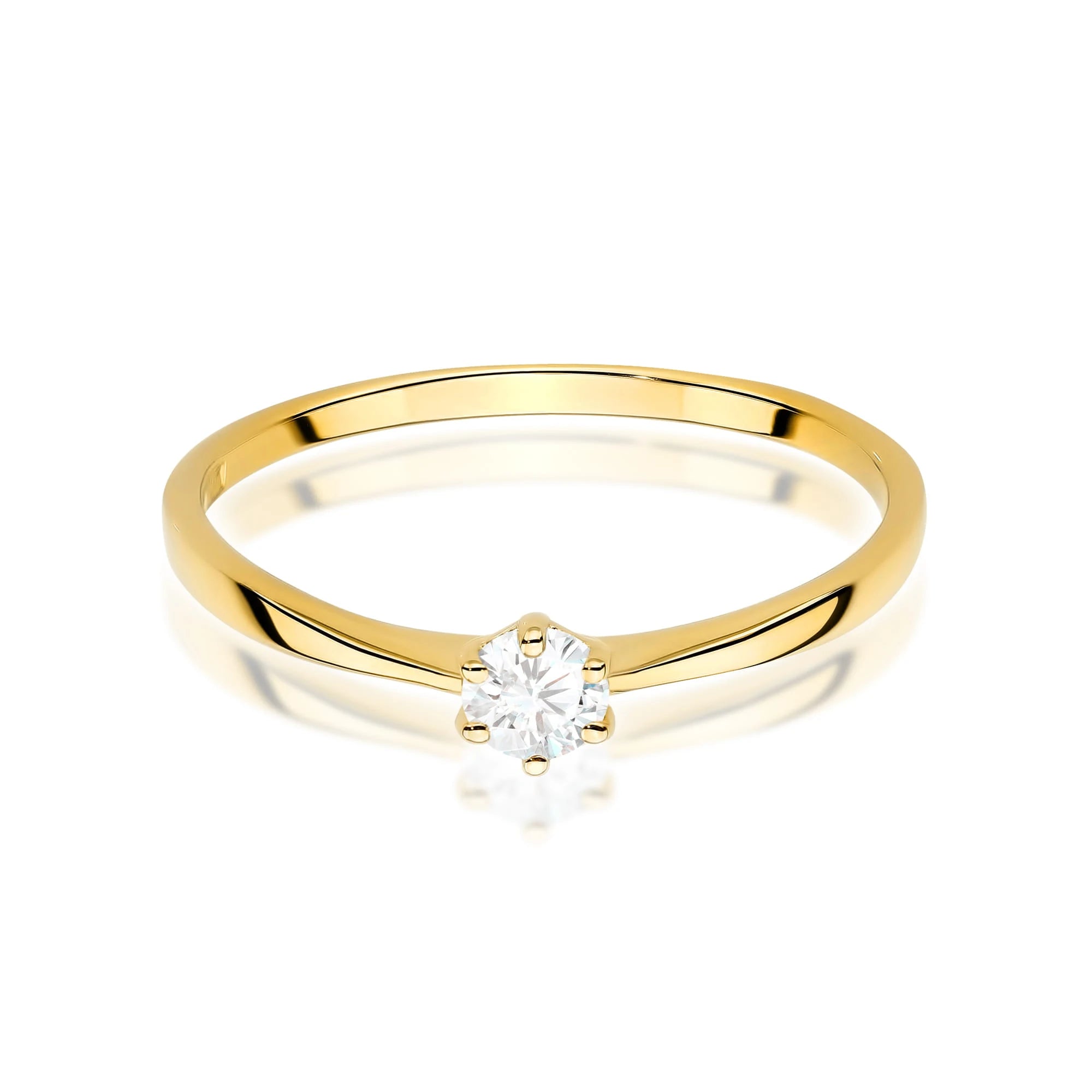 Yellow Gold engagement ring with Round 0.15 ct Lab-grown Diamond by GREMARI, 14K (585) gold
