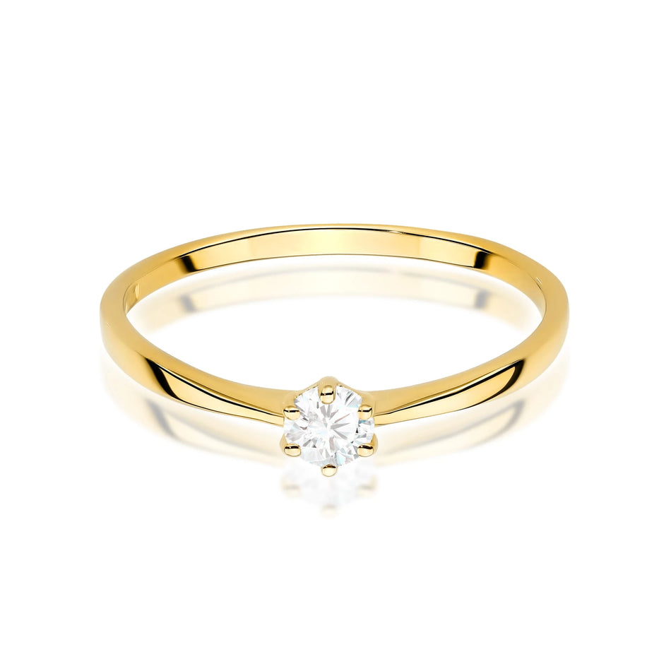 Yellow Gold engagement ring with Round 0.15 ct Lab-grown Diamond by GREMARI, 14K (585) gold