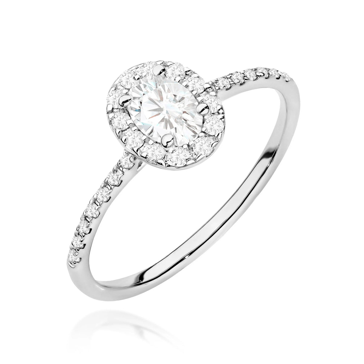 GREMARI White Gold engagement ring with Oval 0.30 ct Central and 0.17 ct Sideline Lab-grown Diamonds