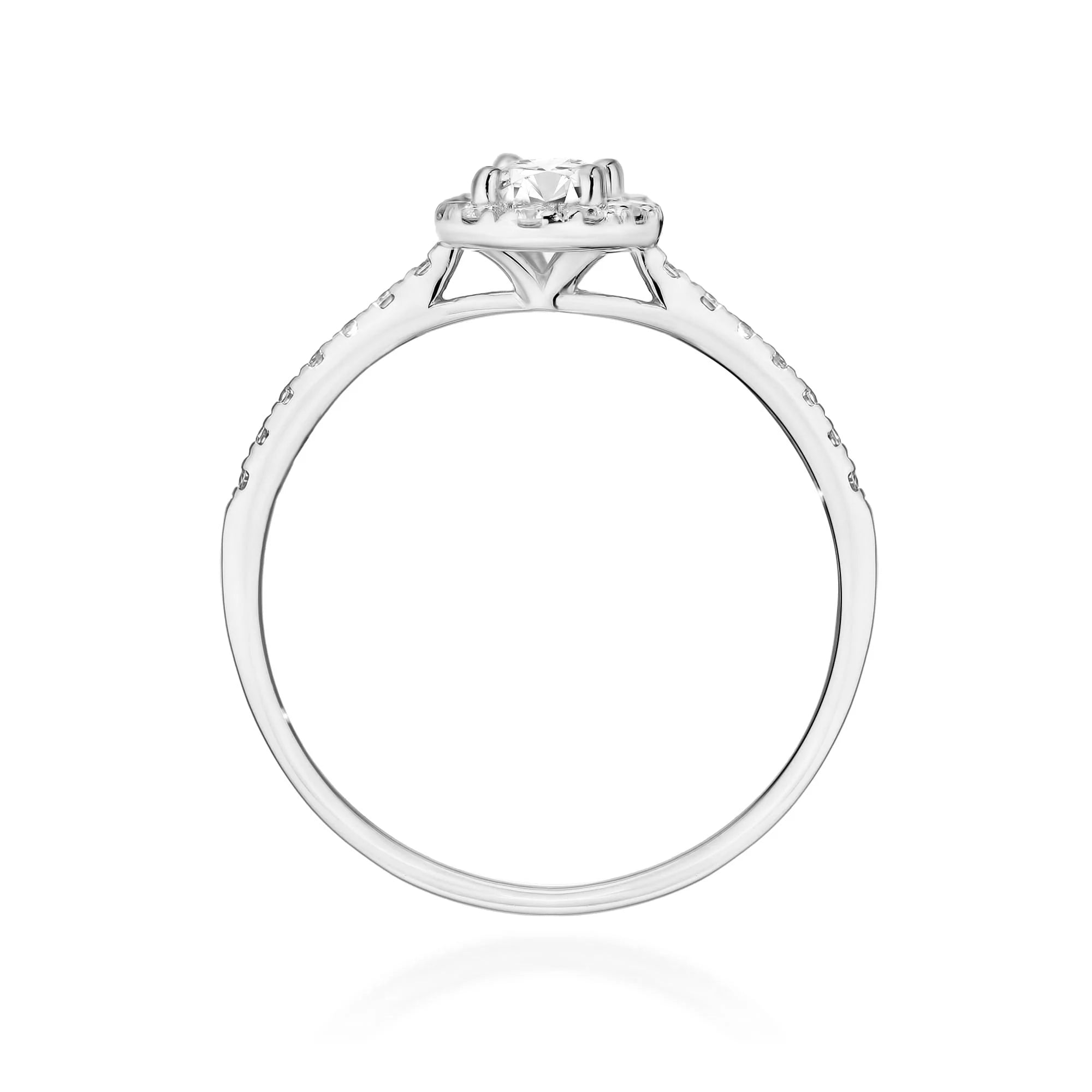 GREMARI 14K (585) White Gold engagement ring with Oval 0.30 ct Central and 0.17 ct Sideline Lab-grown Diamonds