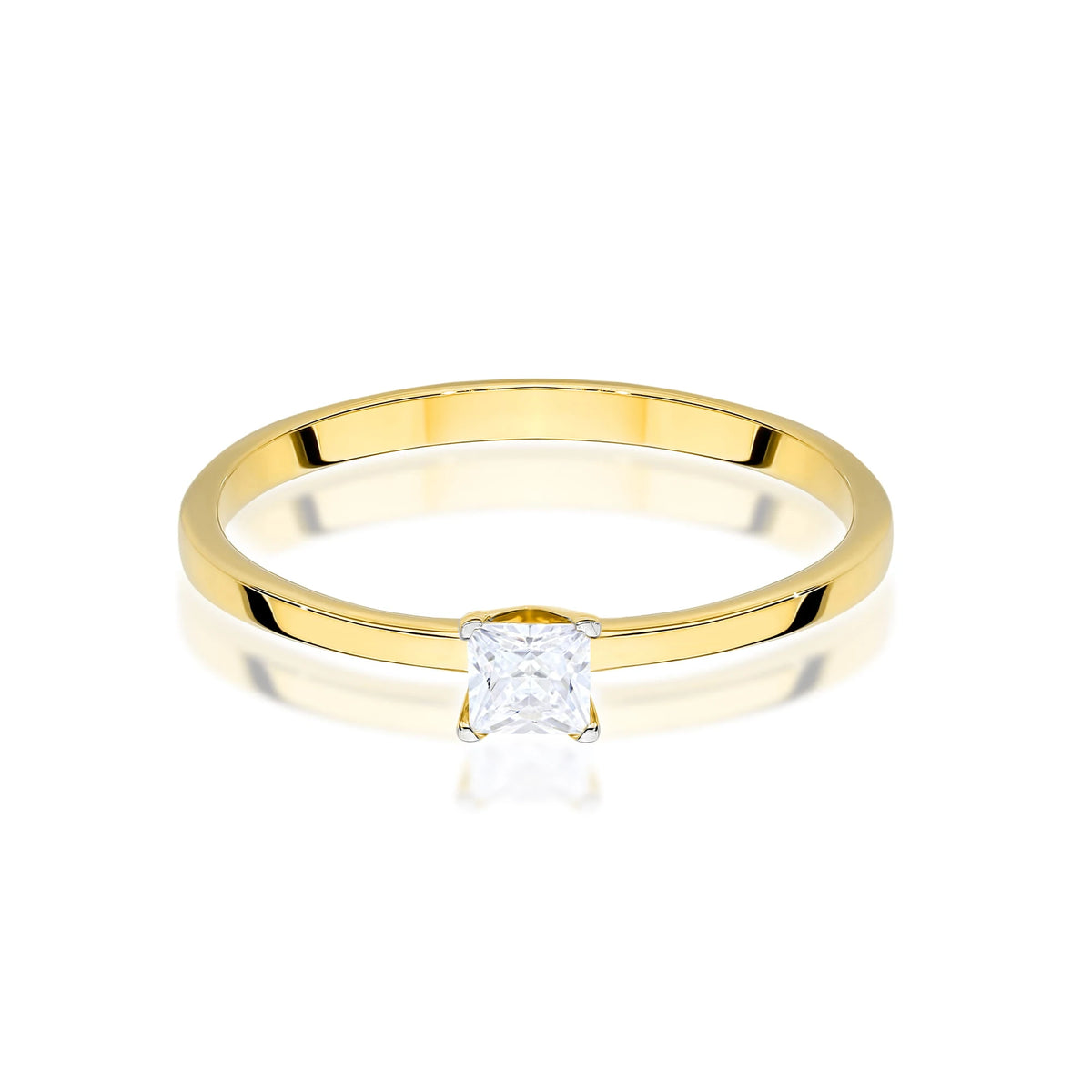 Yellow Gold engagement ring with Princess 0.15 ct Lab-grown Diamond by GREMARI, 14K (585) gold
