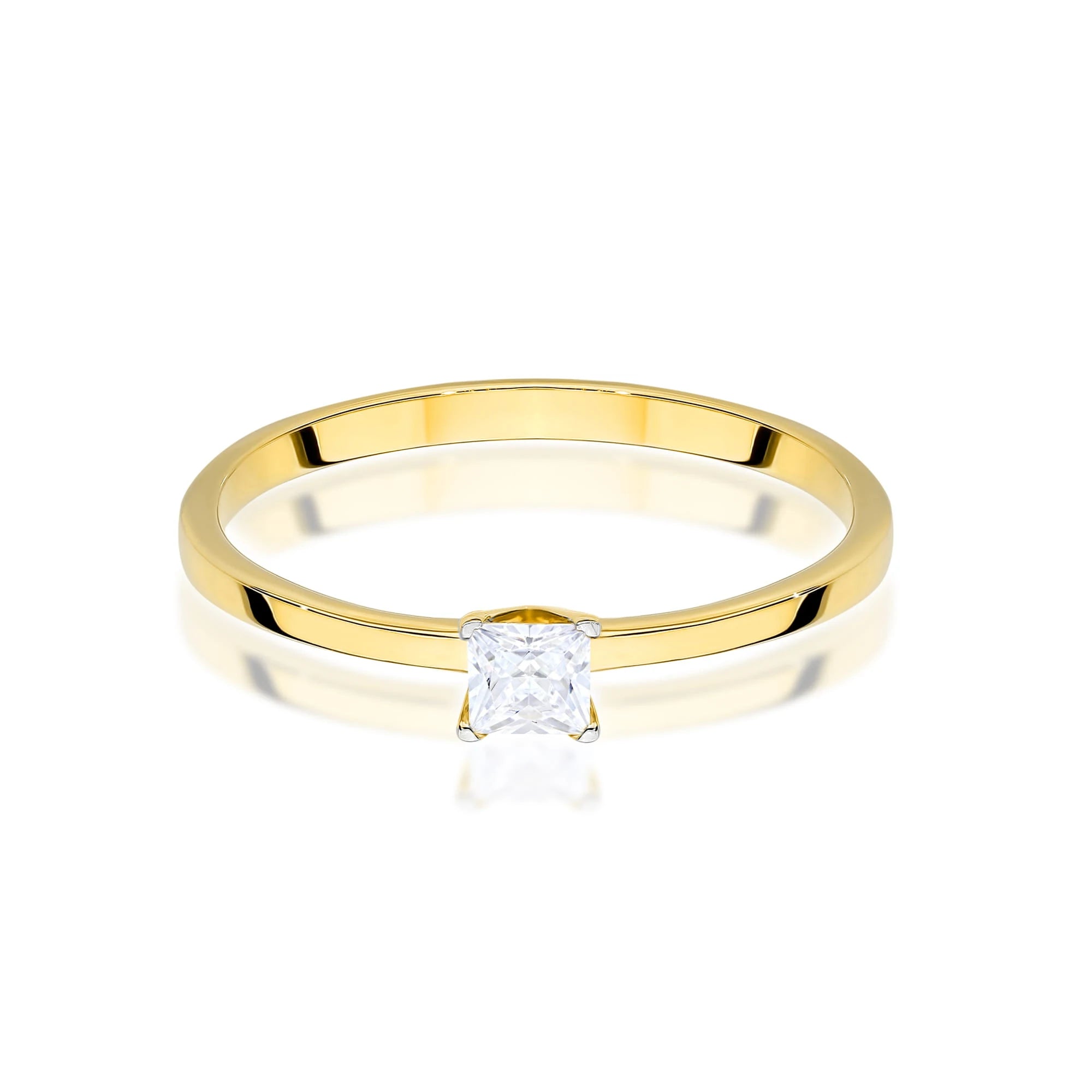 Yellow Gold engagement ring with Princess 0.15 ct Lab-grown Diamond by GREMARI, 14K (585) gold