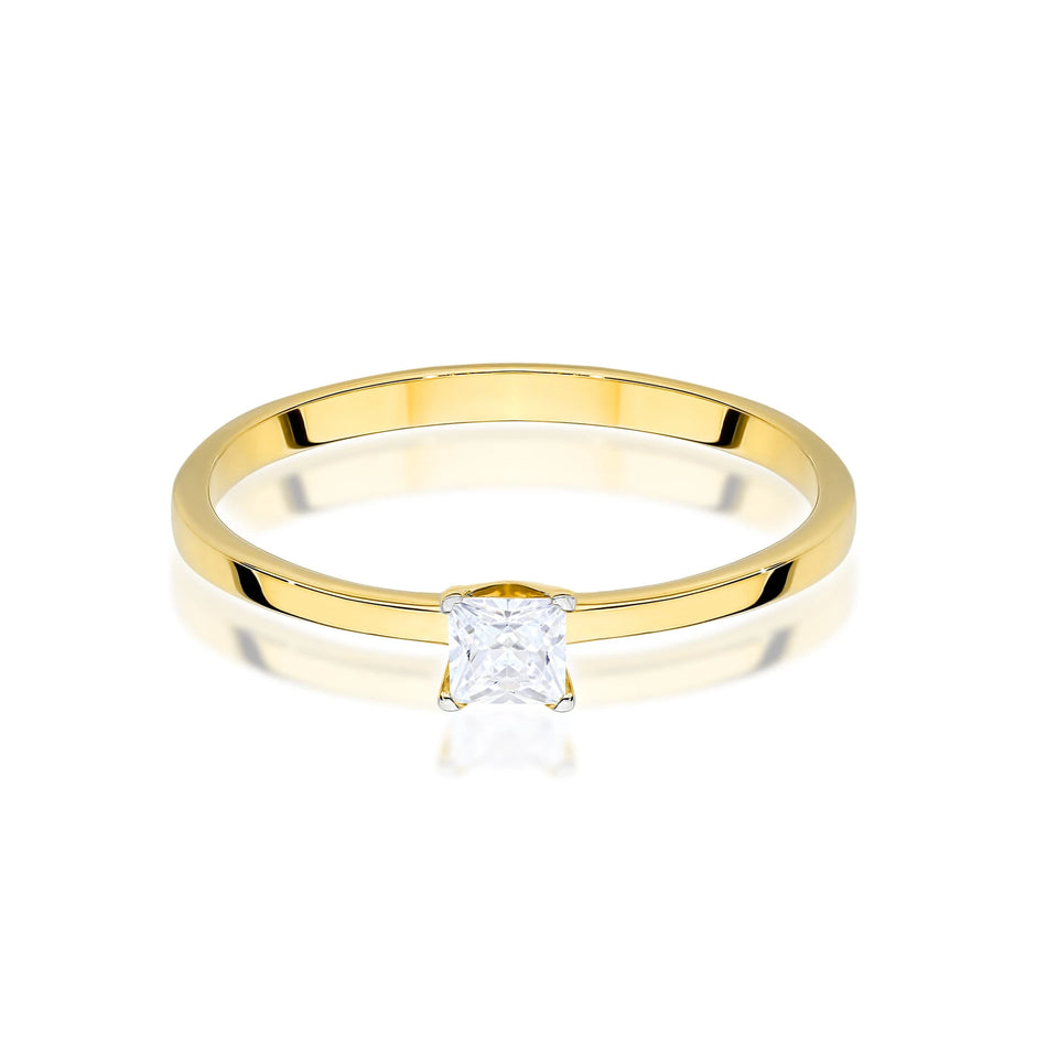 Yellow Gold engagement ring with Princess 0.15 ct Lab-grown Diamond by GREMARI, 14K (585) gold
