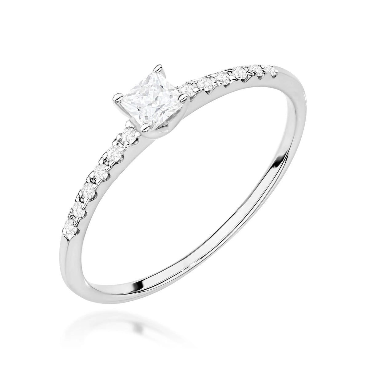 GREMARI White Gold engagement ring with Princess 0.15 ct Central and 0.06 ct Sideline Lab-grown Diamonds