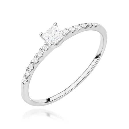 GREMARI White Gold engagement ring with Princess 0.15 ct Central and 0.06 ct Sideline Lab-grown Diamonds