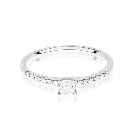 White Gold engagement ring with Princess 0.15 ct Central and 0.06 ct Sideline Lab-grown Diamonds by GREMARI, 14K (585) gold