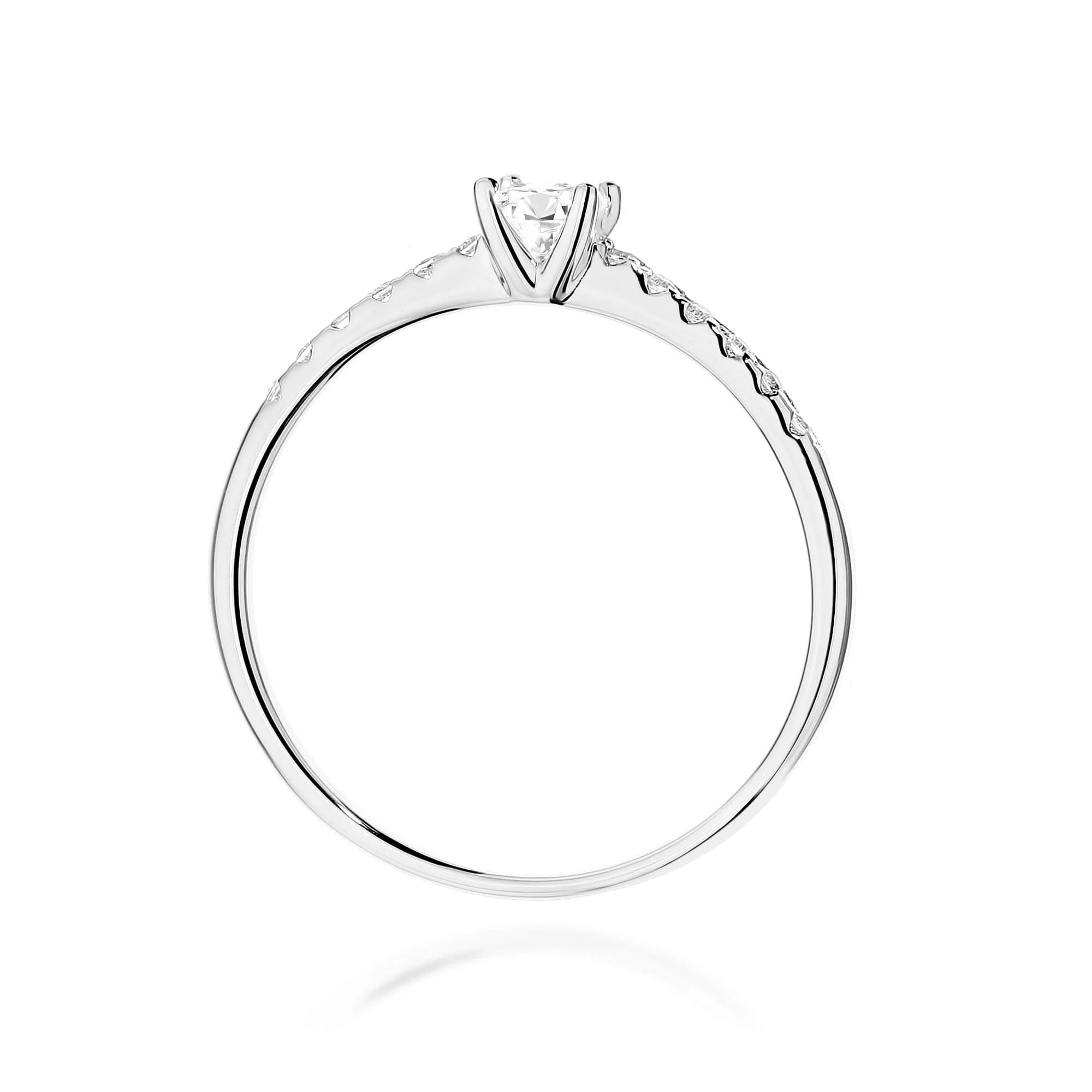 GREMARI 14K (585) White Gold engagement ring with Princess 0.15 ct Central and 0.06 ct Sideline Lab-grown Diamonds