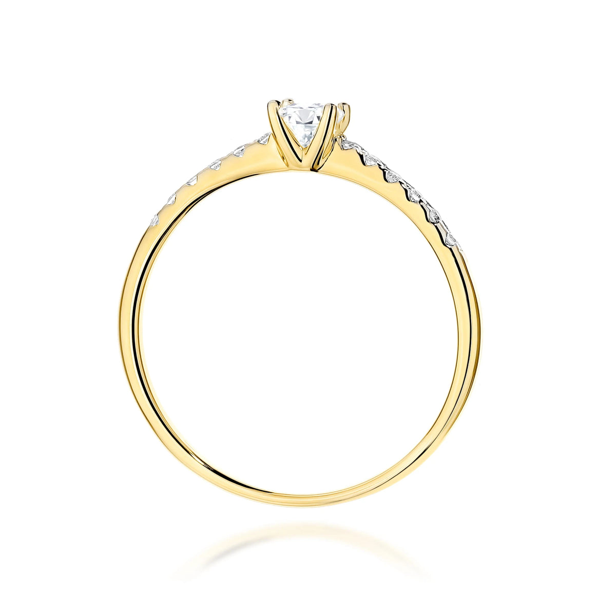 GREMARI 14K (585) Yellow Gold engagement ring with Princess 0.15 ct Central and 0.06 ct Sideline Lab-grown Diamonds