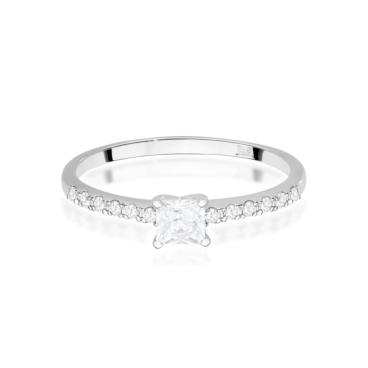 White Gold engagement ring with Princess 0.30 ct Central and 0.103 ct Sideline Lab-grown Diamonds by GREMARI, 14K (585) gold