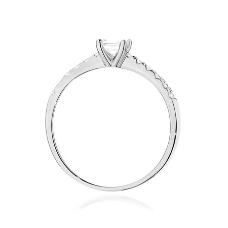 GREMARI 14K (585) White Gold engagement ring with Princess 0.30 ct Central and 0.103 ct Sideline Lab-grown Diamonds