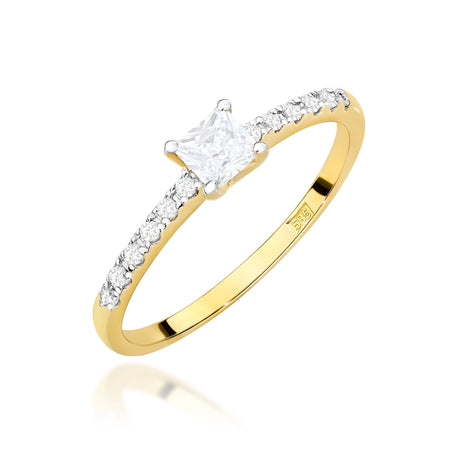 GREMARI Yellow Gold engagement ring with Princess 0.30 ct Central and 0.103 ct Sideline Lab-grown Diamonds