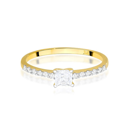 Yellow Gold engagement ring with Princess 0.30 ct Central and 0.103 ct Sideline Lab-grown Diamonds by GREMARI, 14K (585) gold