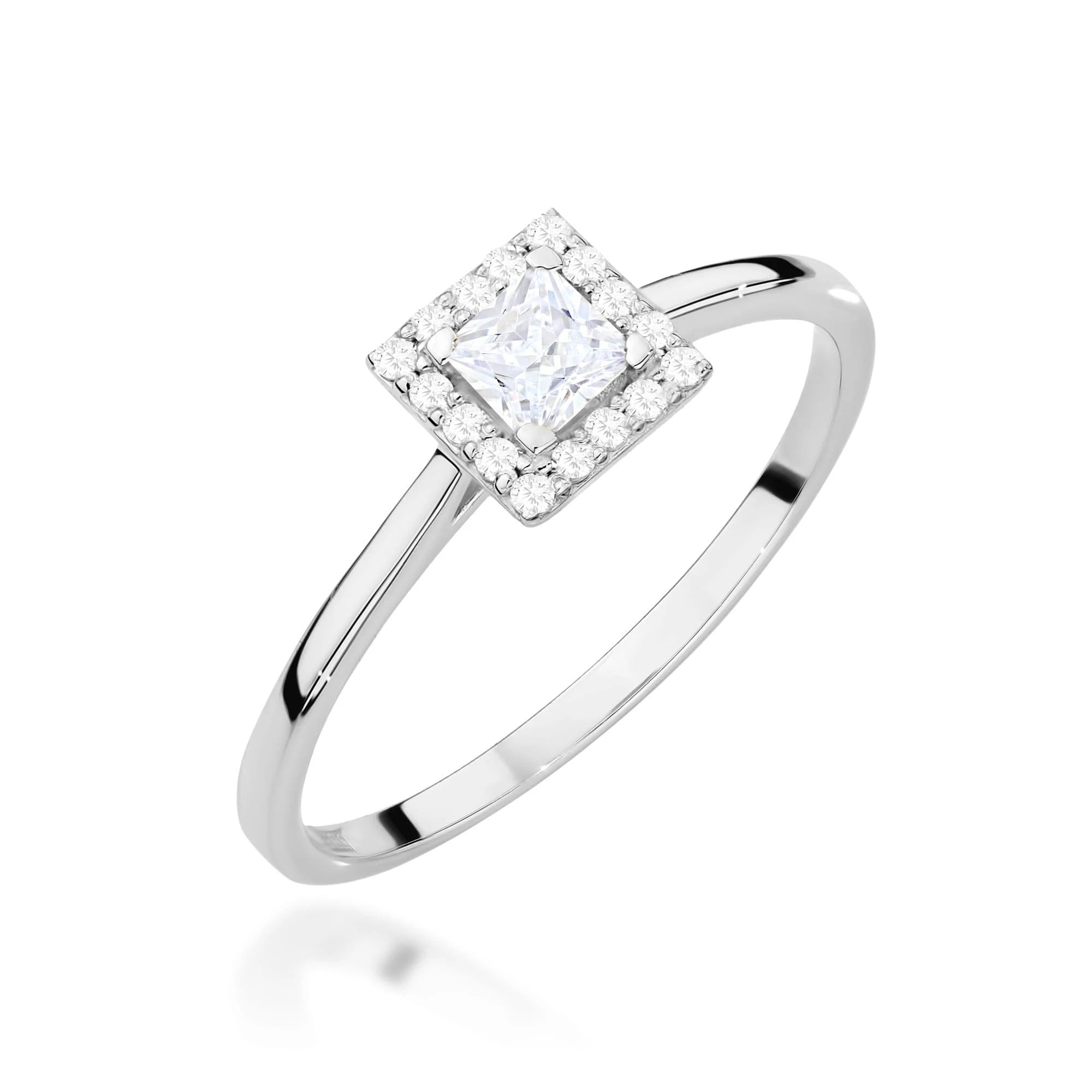 GREMARI White Gold engagement ring with Princess 0.15 ct Central and 0.08 ct Sideline Lab-grown Diamonds
