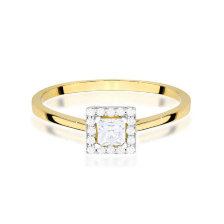 Yellow Gold engagement ring with Princess 0.15 ct Central and 0.08 ct Sideline Lab-grown Diamonds by GREMARI, 14K (585) gold
