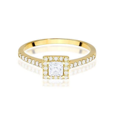 Yellow Gold engagement ring with Princess 0.30 ct Central and 0.20 ct Sideline Lab-grown Diamonds by GREMARI, 14K (585) gold