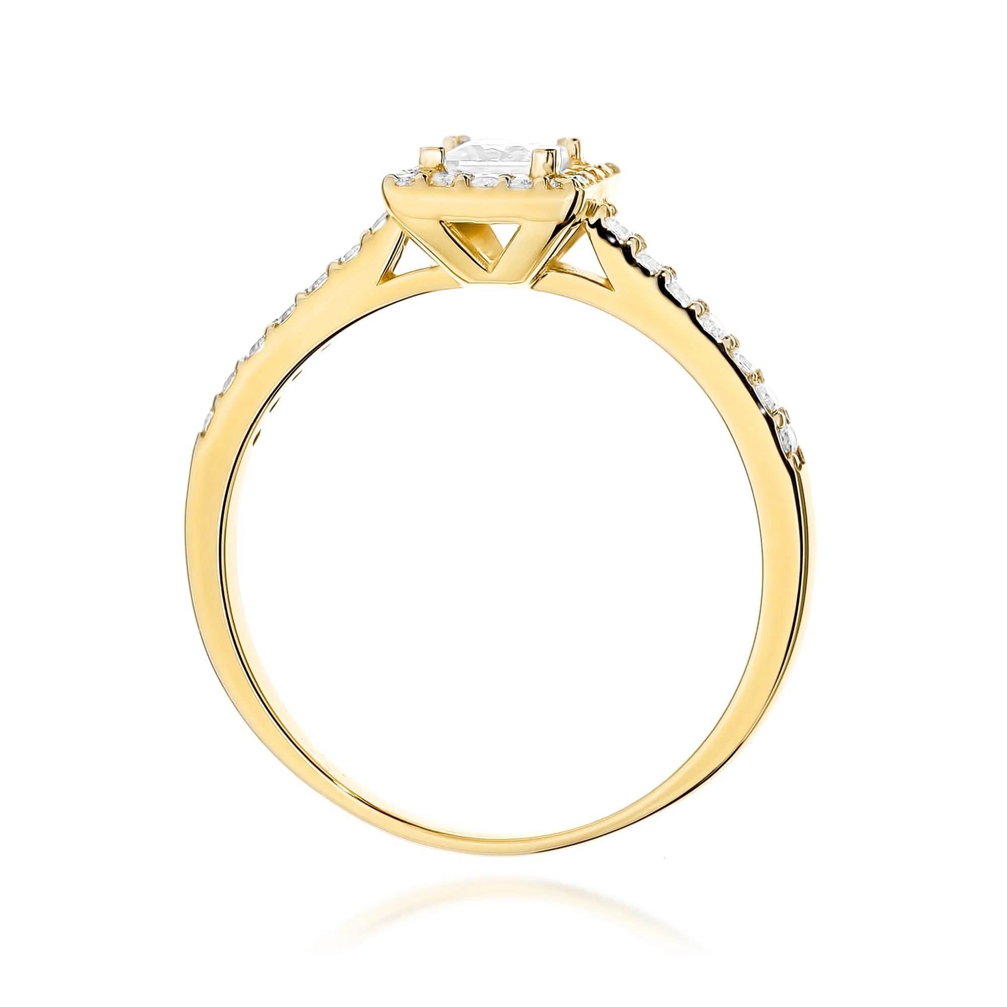GREMARI 14K (585) Yellow Gold engagement ring with Princess 0.30 ct Central and 0.20 ct Sideline Lab-grown Diamonds