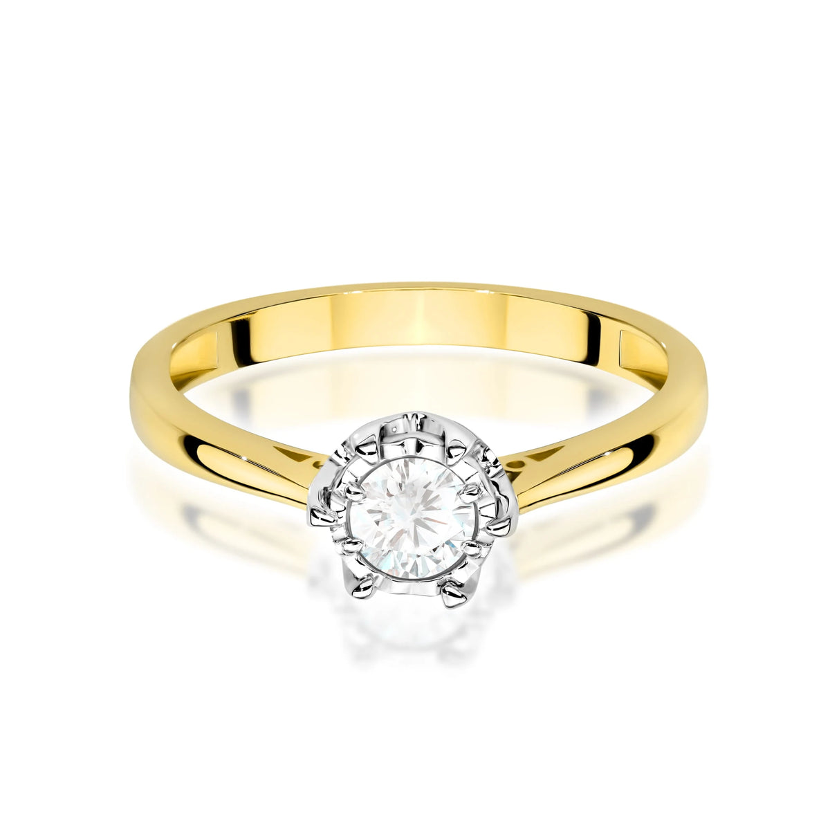 Yellow Gold engagement ring with Round 0.25 ct Lab-grown Diamond by GREMARI, 14K (585) gold
