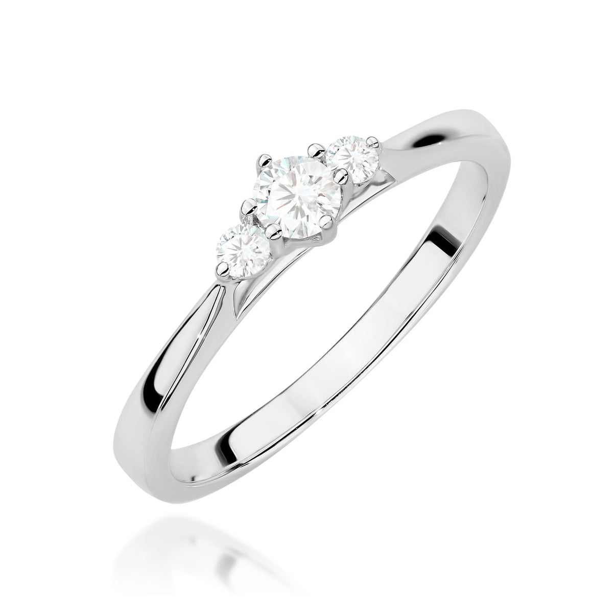 GREMARI White Gold engagement ring with Round 0.15 ct Central and 0.06 ct Sideline Lab-grown Diamonds