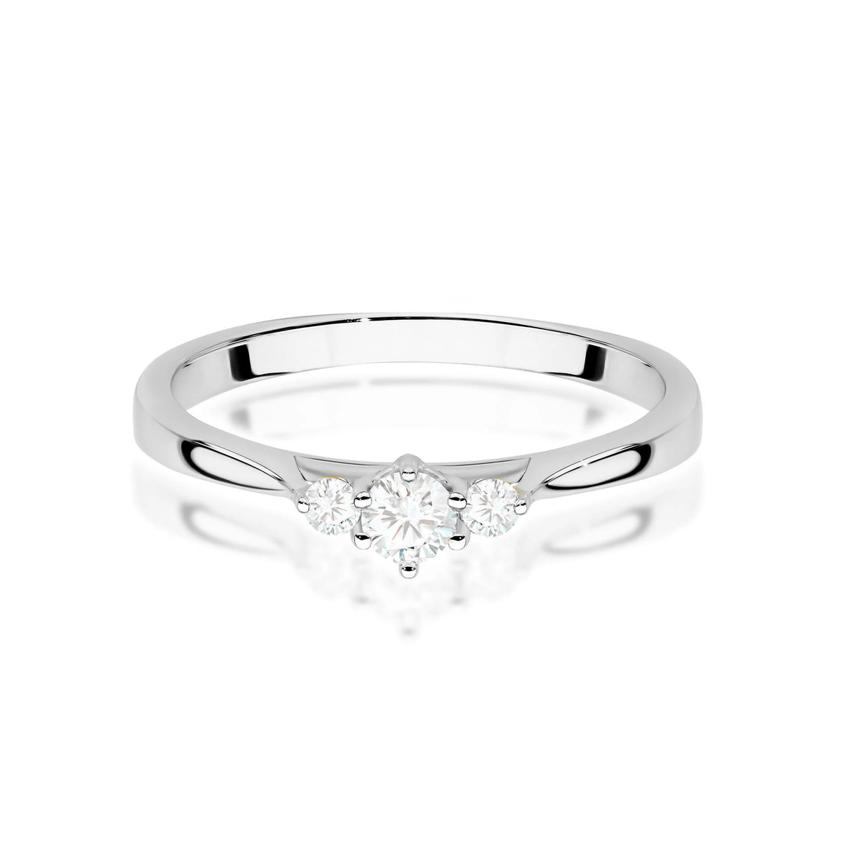 White Gold engagement ring with Round 0.15 ct Central and 0.06 ct Sideline Lab-grown Diamonds by GREMARI, 14K (585) gold