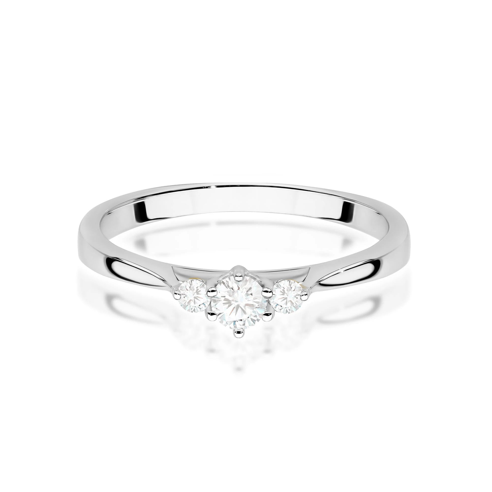 White Gold engagement ring with Round 0.15 ct Central and 0.06 ct Sideline Lab-grown Diamonds by GREMARI, 14K (585) gold