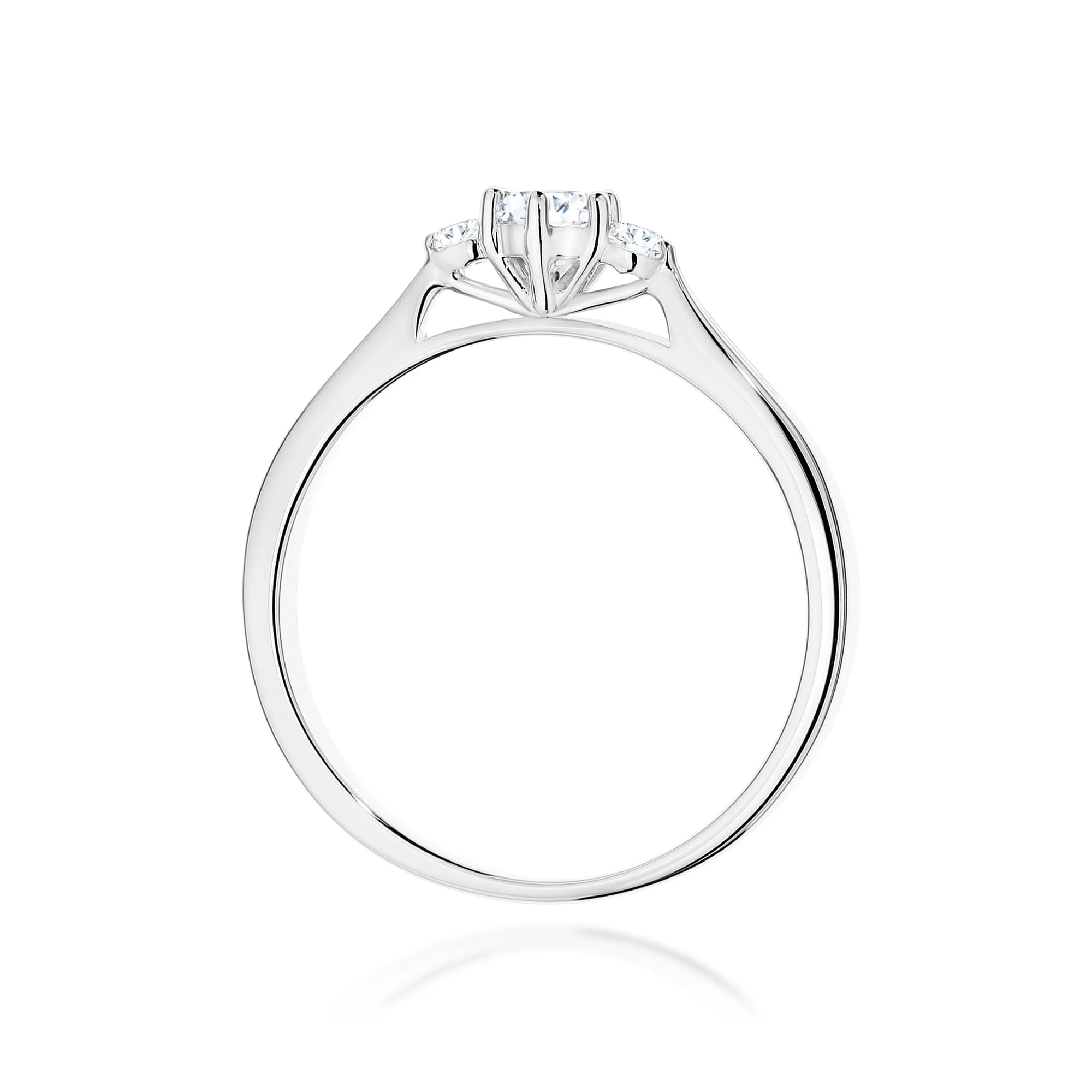 GREMARI 14K (585) White Gold engagement ring with Round 0.15 ct Central and 0.06 ct Sideline Lab-grown Diamonds